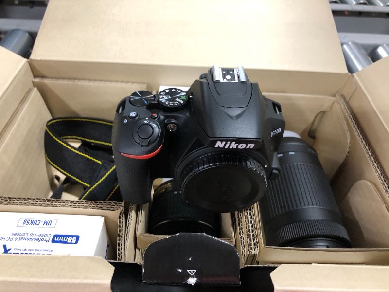 Photo 3 of Nikon D3500 DSLR Camera with 2 Lens NIKKOR AF-P DX 18-55mm f/3.5-5.6G VR and 70-300mm f/4.5-6.3G ED Dual Zoom Lens Bundle with 500mm Preset f/8 Telephoto Lens and Accessories (22 Items) SOLD AS IS NO BATTERY COULD NOT TEST FUNCTIONALITY IN FACILITY 