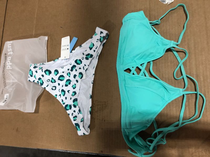 Photo 1 of Light Green And Leopard Lace Up Bikini medium