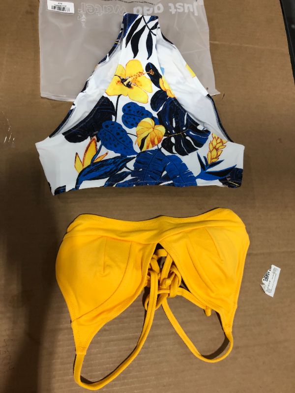 Photo 3 of Yellow And Blue Leaves Print Bikini 1X