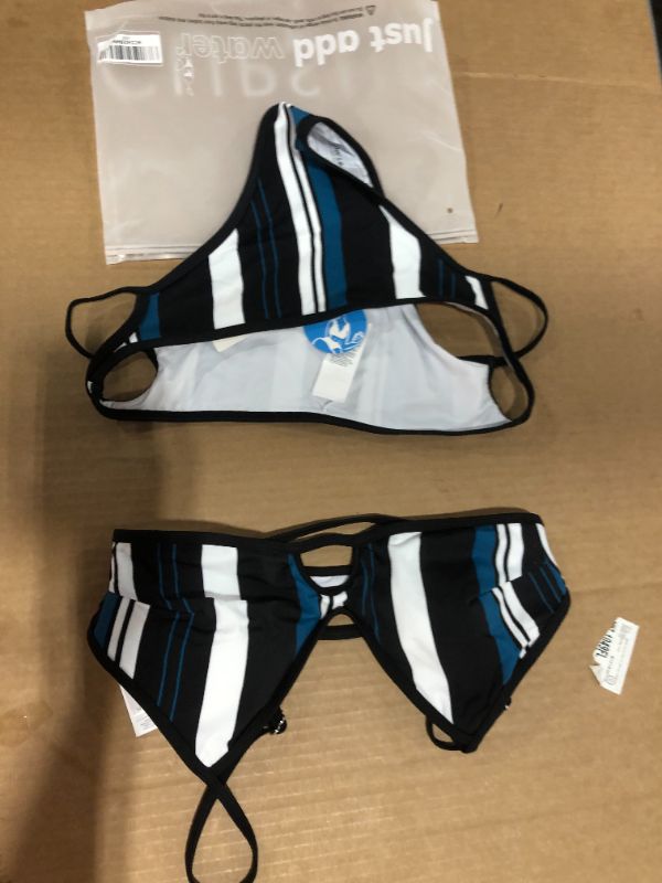 Photo 2 of Blue White And Black Striped Bikini Size Medium