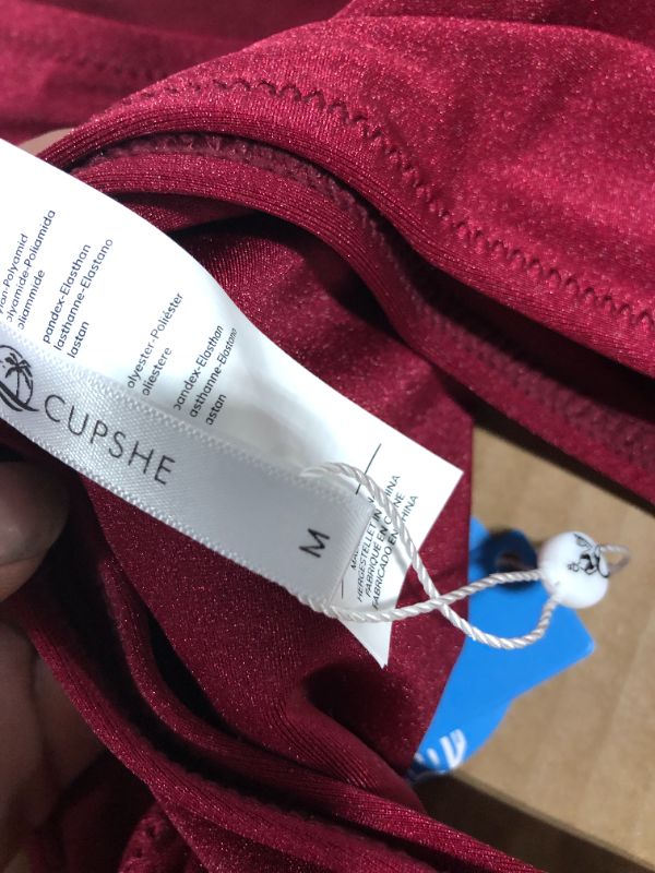 Photo 1 of Savannah Burgundy Ruffle Crisscross Drawstring Bikini Size Medium