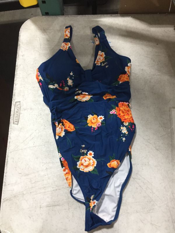 Photo 2 of Blue Floral Cutout One Piece Swimsuit small
