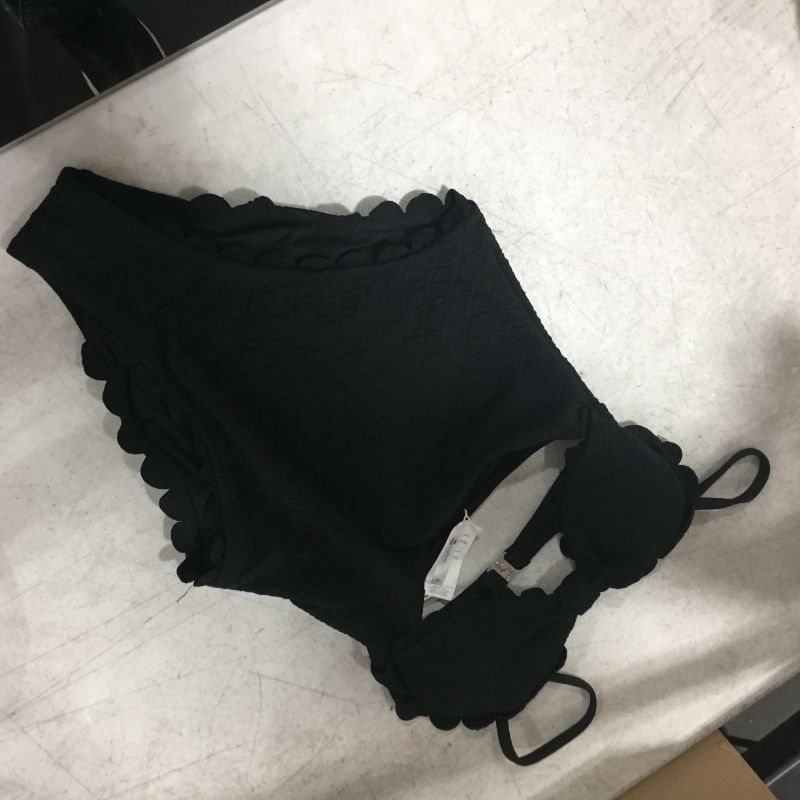 Photo 2 of Black Knotted Scalloped One Piece Swimsuit medium
