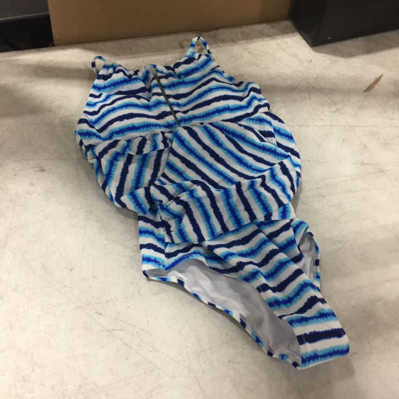 Photo 2 of Blue Watercolor Stripe One Piece Swimsuit - medium
