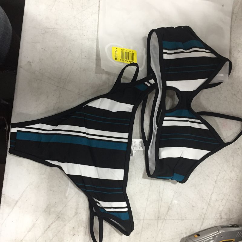 Photo 1 of Blue White And Black Striped Bikini - medium
$27.99
