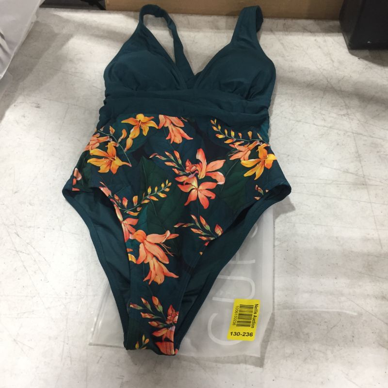 Photo 2 of Eleanor Floral Plunge Criss Cross One Piece Swimsuit - medium