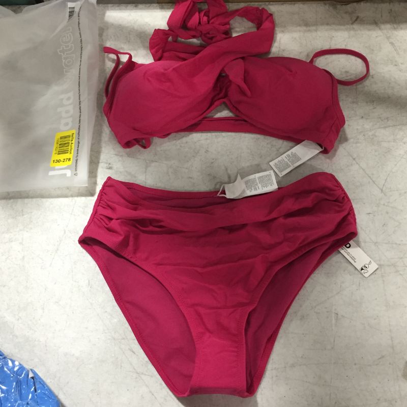 Photo 2 of Annie Fuchsia Wrap Ruched Back Hook Bikini - medium
