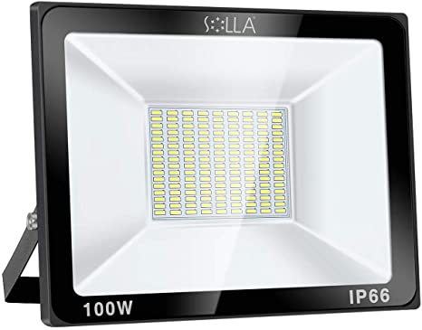 Photo 1 of SOLLA 100W LED Flood Light, IP66 Waterproof, 8000lm, 550W Equivalent, Super Bright Outdoor Security Lights, 6000K Daylight White, Outdoor Floodlight for Garage, Garden, Lawn and Yard
