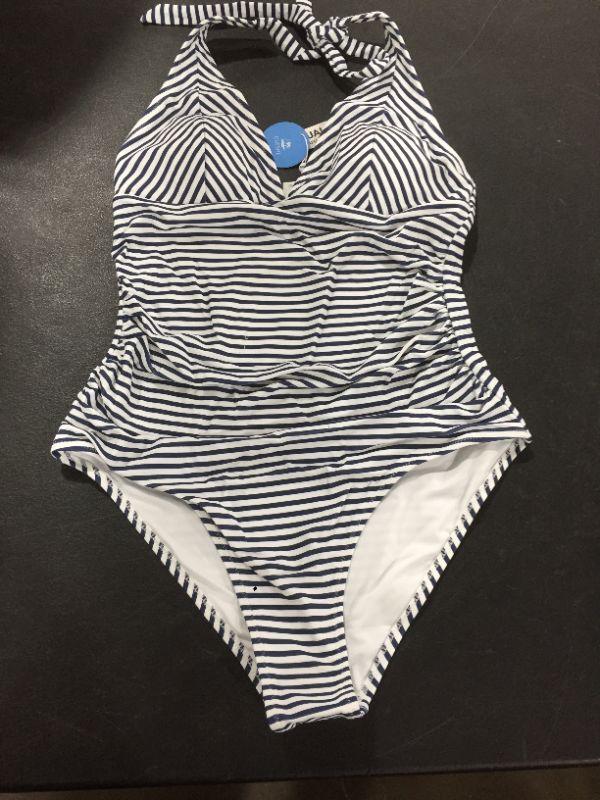 Photo 2 of Blue And White Stripe Halter One Piece Swimsuit
MEDIUM