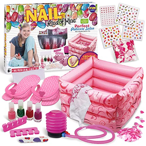 Photo 1 of Kids Foot Spa Kit for Girls, Funkidz Pedicure Kit for Girls Includes Bigger Inflatable Foot Tub Inflator Pump Peelable Nail Polish Supplies for Sleepo
