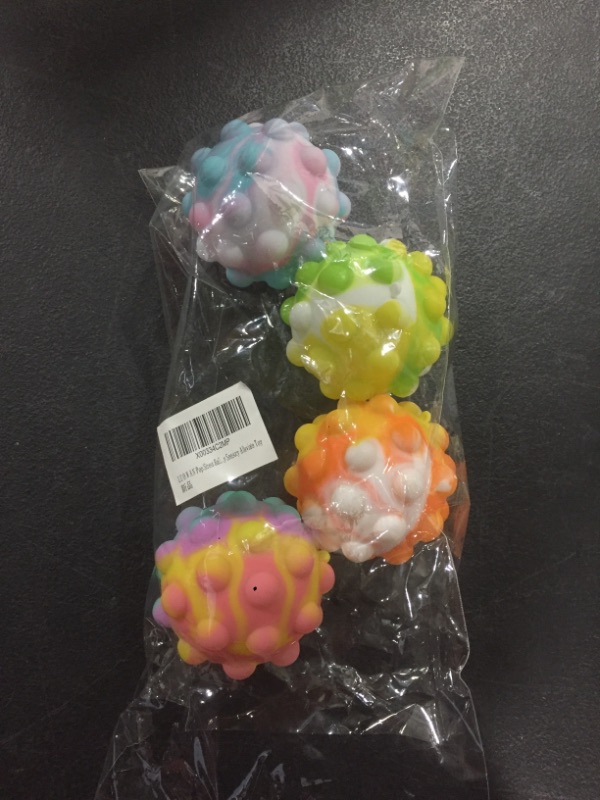 Photo 2 of LUOWAN Pop Stress Balls Fidget Toy, Rainbow Push Bubble Squeeze 4Pcs Silicone Gifts Decompression Tie-dye Toy Stretchy Balls Stress Relief Toy Anti Anxiety Sensory Alleviate Toy
