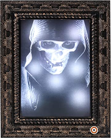 Photo 1 of 3D Motion Activated Haunted Photo Frame with Light and Creepy Sound-Luminous Portrait Halloween Prop Decoration
