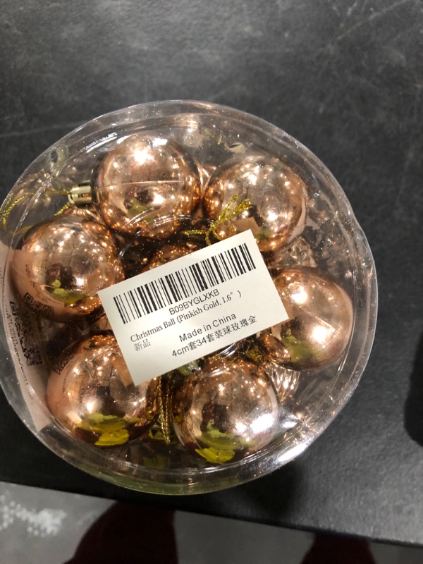 Photo 1 of 34Ct Christmas Ball Ornaments for Xmas Tree Shatterproof Christmas Decorations Hanging Ball Small for Holiday Party Decoration Tree Ornaments (Pinkish Gold, 1.6In)
