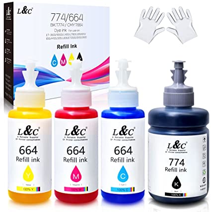 Photo 1 of L&C Compatible for Epson 774 Ink Bottles Replacement use for ET 3600 4500 16500 Printer
