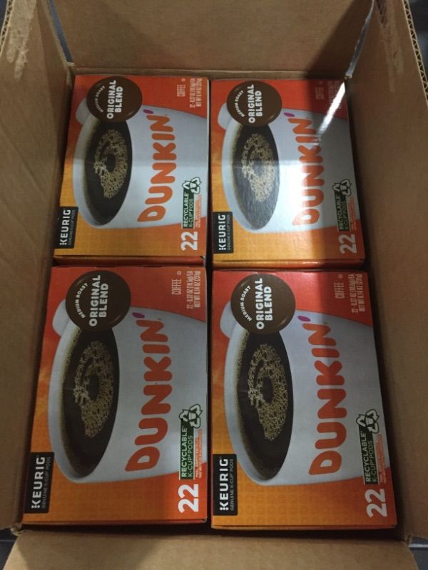 Photo 2 of (4 pack) Dunkin Donuts Single-Serve Coffee K-Cup, Original Blend, Carton Of 22