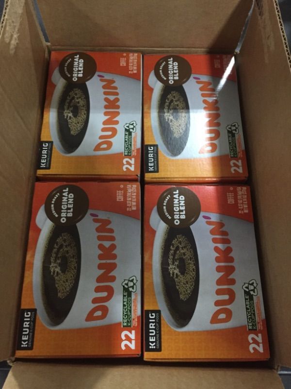 Photo 1 of (4 pack) Dunkin Donuts Single-Serve Coffee K-Cup, Original Blend, Carton Of 22