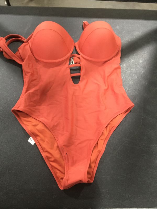 Photo 3 of Daleyza Orange Scalloped Back Hook Cat Out One Piece Swimsuit---size m