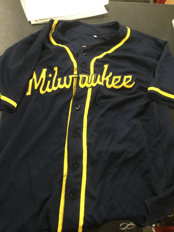 Photo 2 of Freddy Peralta Milwaukee Brewers Men's Replica Alternate Jersey - Navy
MEDIUM