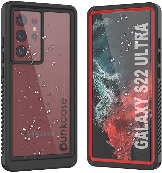 Photo 1 of Black Punkcase Ultra Waterproof Case for Galaxy S22 [Extreme Series] [Slim Fit] [IP68 Certified] [Shockproof, DirtProof] [Snowproof] Armor Cover for Galaxy S22 Ultra 5G (6.8") (2022) [Red]
