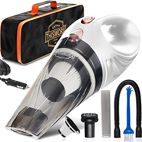 Photo 1 of THISWORX Car Vacuum Cleaner - Portable, High Power, Mini Handheld Vacuum W/ 3 Attachments, 16 Ft Cord & Bag - 12v, Small Auto Accessories Kit for Interior Detailing - Black
