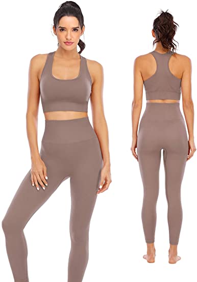 Photo 1 of Women's workout sets, 2 pieces, seamless high waist leggings with padded sports bra, yoga set, gym running clothes
