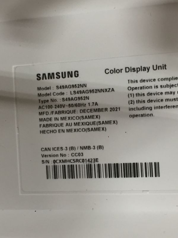 Photo 1 of SAMSUNG 49" Odyssey Neo G9 G95NA Gaming Monitor, 4K UHD Mini LED Display, Curved Screen, 240Hz, 1ms, G-Sync and FreeSync Premium Pro, LS49AG952NNXZA, Black
