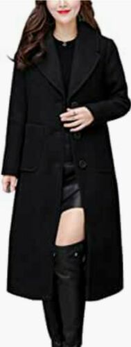 Photo 1 of chouyatou Women's Single Breasted Mid-Long Wool Blend Coat BLACK SIZE SMALL