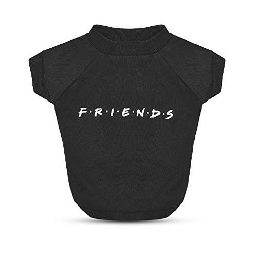 Photo 1 of Friends TV Show Iconic Logo Dog T Shirt in Black | Soft Dog Shirt, Machine Washable Pull-Over Dog Tshirt, Light Weight and Semi-Stretch | Size Small (
