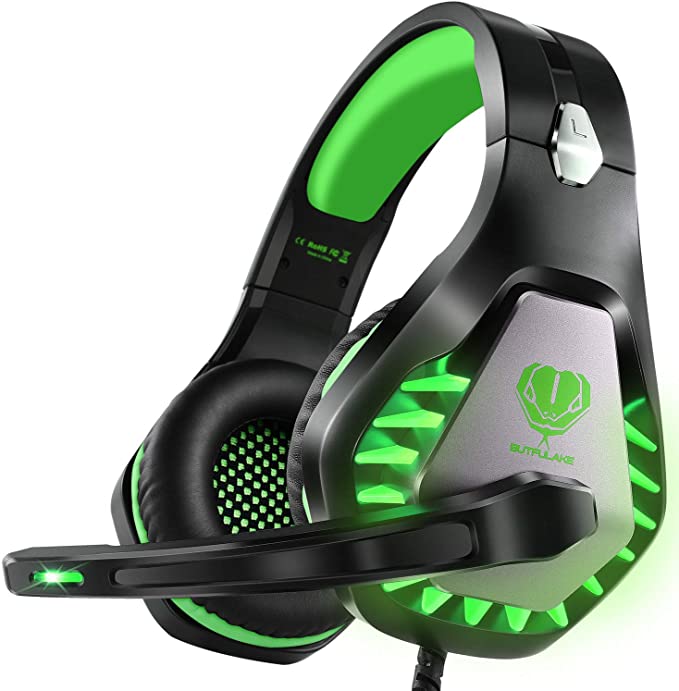 Photo 1 of ENVEL Noise Cancelling Gaming Headset with 7.1 Surround Sound Stereo for PS4/Nintendo eShop Switch,Omnidirectional Microphone Vibration LED Light Compatible with Mac/PC/Laptop/Mac/PS3 Camo (Green)
