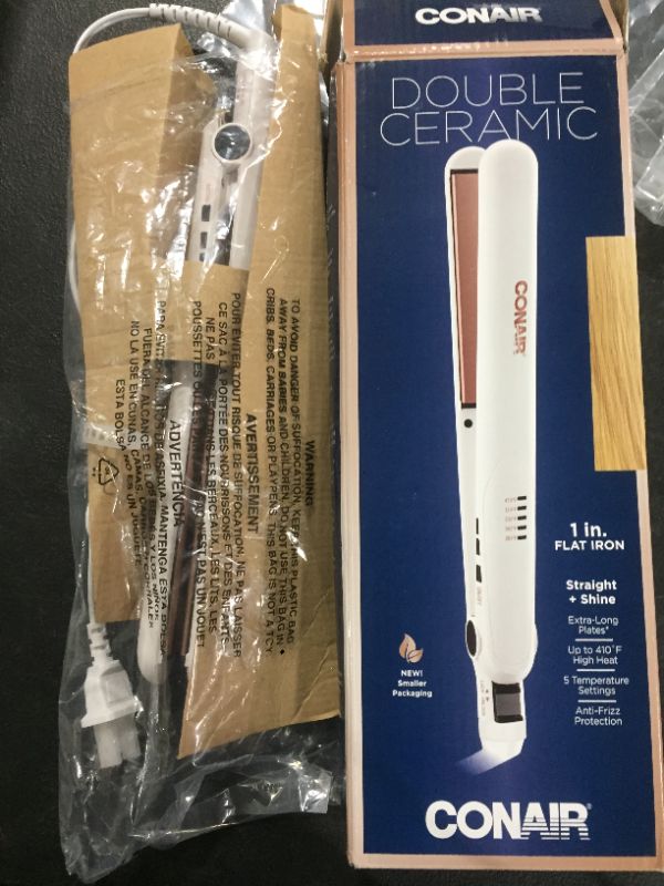 Photo 2 of Conair Double Ceramic Flat Iron, 1 Inch, White/Rose Gold
