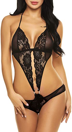 Photo 1 of Avidlove Women Deep V Lingerie Lace Teddy One Piece Babydoll Mini Bodysuit----SIZE L