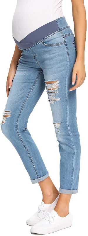 Photo 1 of Foucome Women's Maternity Jeans Underbelly Skinny Jeggings Cute Distressed Jeans Comfy Stretch Pants---SIZE 