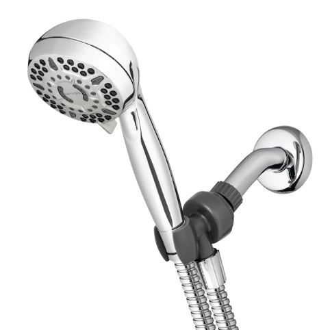 Photo 1 of 6-Spray Patterns 4.5 in. Single Wall Mount Adjustable Handheld Shower Head in Brushed Nickel