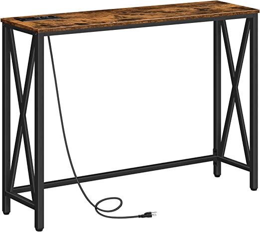 Photo 1 of ALLOSWELL Console Table with Power Outlet, 39.4" Narrow Sofa Table