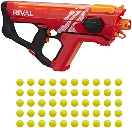 Photo 1 of NERF Perses Mxix-5000 Rival Motorized Blaster (Red) -- Fastest Blasting Rival System, up to 8 Roundsper S -- Rechargeable Battery, Quick-Load Hopper
