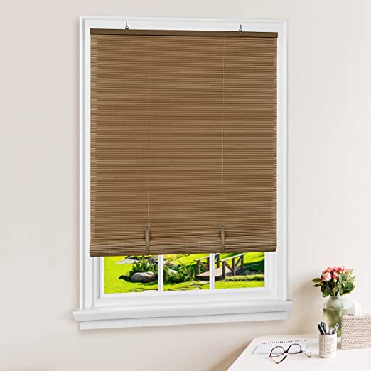 Photo 1 of Achim Home Furnishings Vinyl Roll-Up Blind Cordless Solstice, 72" x 72", Woodtone

