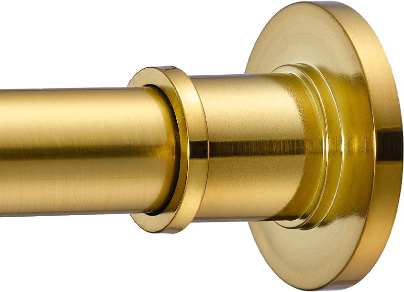 Photo 1 of BRIOFOX Industrial Shower Curtain Rod - Rustproof Non-Slip 43-72 Inches, Sunglow Gold
