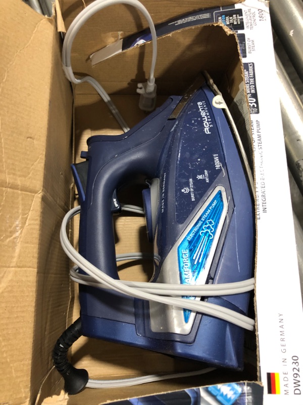 Photo 2 of Rowenta DW9280 Digital Display Steam Iron, Stainless Steel Soleplate, 1800-Watt, 400-Hole, Blue
