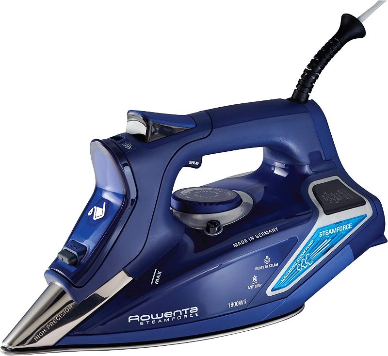 Photo 1 of Rowenta DW9280 Digital Display Steam Iron, Stainless Steel Soleplate, 1800-Watt, 400-Hole, Blue
