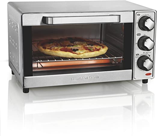 Photo 1 of Hamilton Beach Countertop Toaster Oven & Pizza Maker Large 4-Slice Capacity, Stainless Steel (31401)
