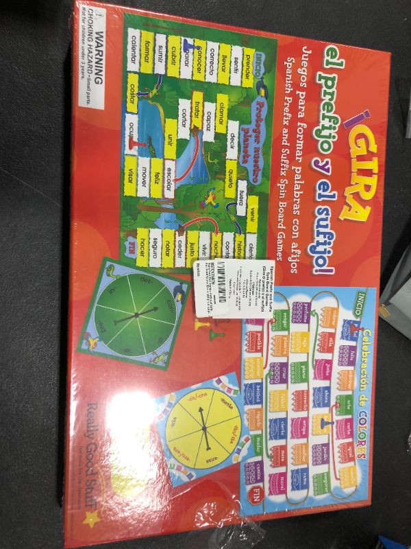 Photo 1 of Really Good Stuff Spanish Prefix and Suffix Spin Board Games (Gira el prefijo y el sufijo)
