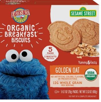 Photo 1 of 3 pack Earth's Best Sesame Street Organic Breakfast Biscuits Golden Oat - 5ct/3.5oz  exp 04 feb 2022