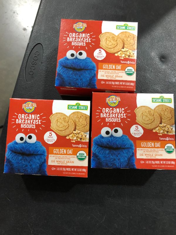 Photo 2 of 3 pack Earth's Best Sesame Street Organic Breakfast Biscuits Golden Oat - 5ct/3.5oz  exp 04 feb 2022