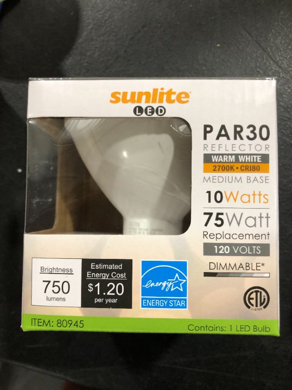 Sunlite 80945-SU LED PAR30 Short Neck Light Bulb, Dimmable, Energy Star ...