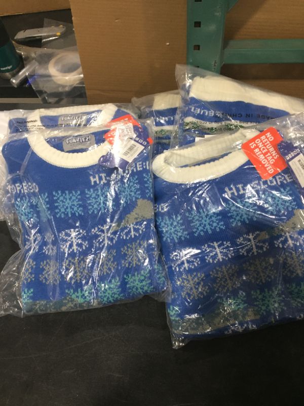 Photo 2 of Funziez! Ugly Christmas Sweater Space Invader Long Sleeve Novelty Costume Blue - Medium
SIZE 2XL
5 PACKS 