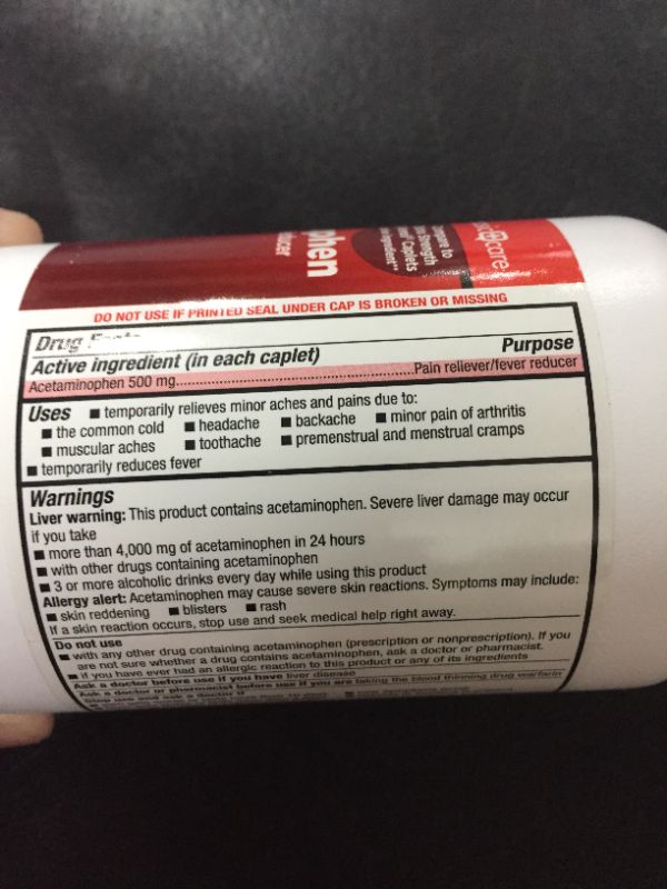 Photo 2 of Amazon Basic Care Extra Strength Pain Relief, Acetaminophen Caplets, 500 mg, 500 Count 11/2022 2 Pack
