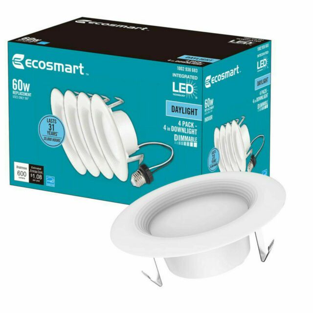 Photo 1 of EcoSmart 4 in. White Integrated LED Recessed Trim Soft White 4-Pack
3 boxes
