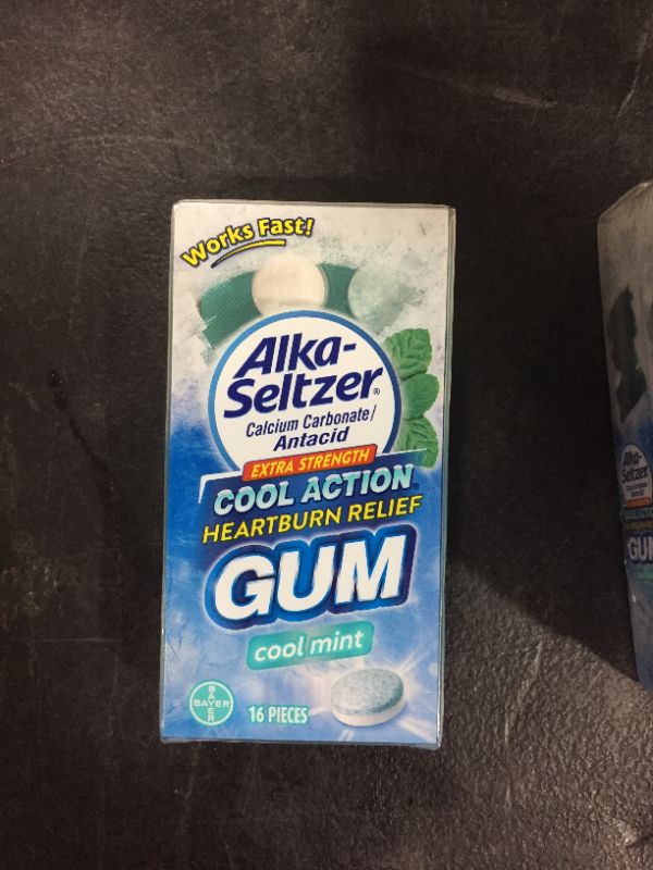 Photo 1 of Alka-Seltzer Heartburn Relief Gum, Cool Mint 16ct 4 Pack EXP 2/2022
