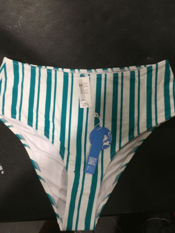 Photo 1 of Aubree Stripe High Waisted Bikini Bottom
