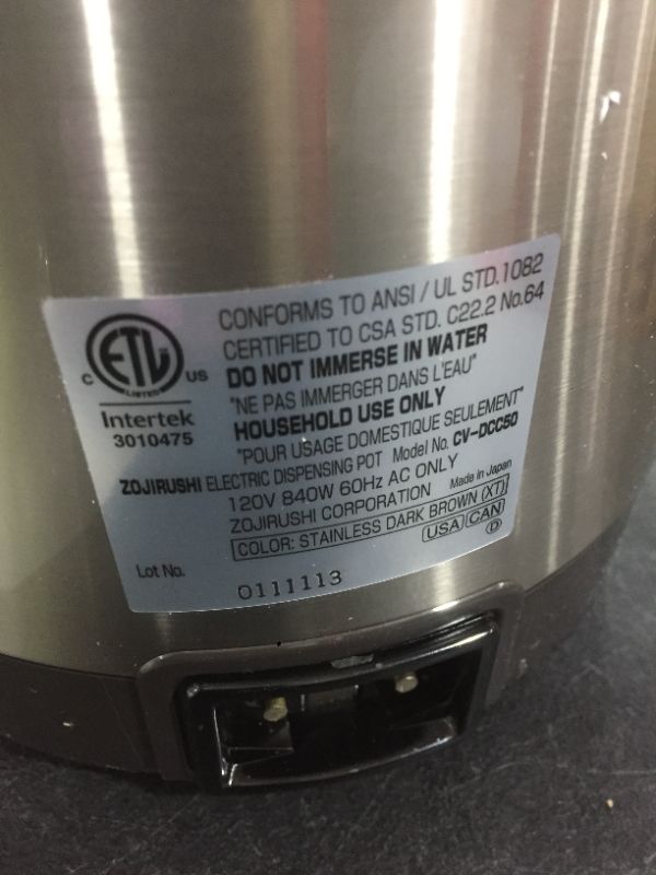 Photo 4 of Zojirushi America CV-DCC50XT VE Hybrid Water Boiler And Warmer, 5-Liter, Stainless Dark Brown
